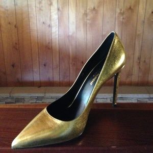 Saint Laurent Paris Metallic Gold Pump